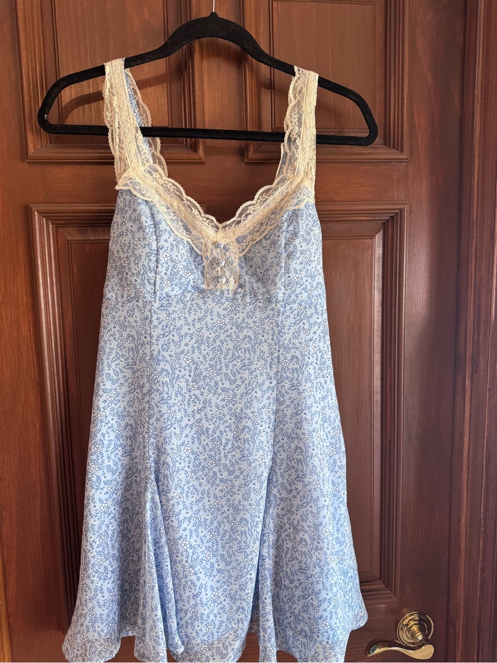 Abercrombie & Fitch Light Blue Floral Lace-Trim Slip